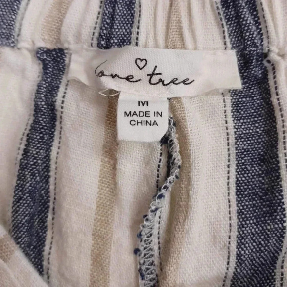 Love  Tree Linen Blend Striped Pants Size Medium - Picture 8 of 8